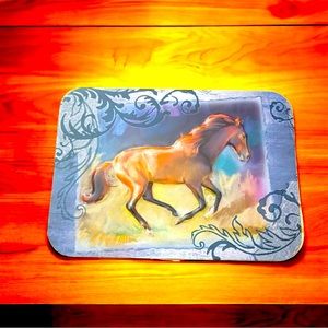 Jewelry Music Box Horses 6 x 4 x 3 1/2 Tin with Twirling Horse